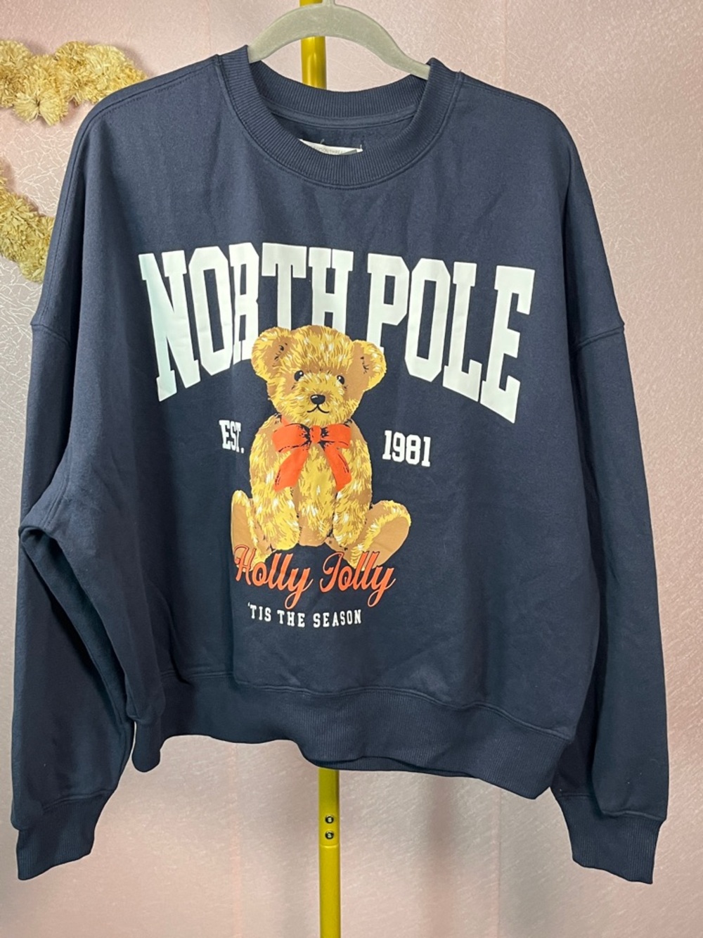 North Pole Teddy Graphic Sweatshirt - Navy